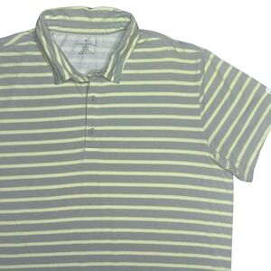 Fabletics Polo Shirt Men's XL Gray & Yellow Stripe Performance Athleisure Modal‎